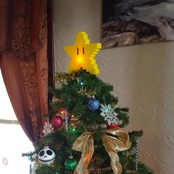

Pixel Star Christmas Tree Topper 3D Star Shape Decorative Topper Decor for Christmas Tree MYDING
