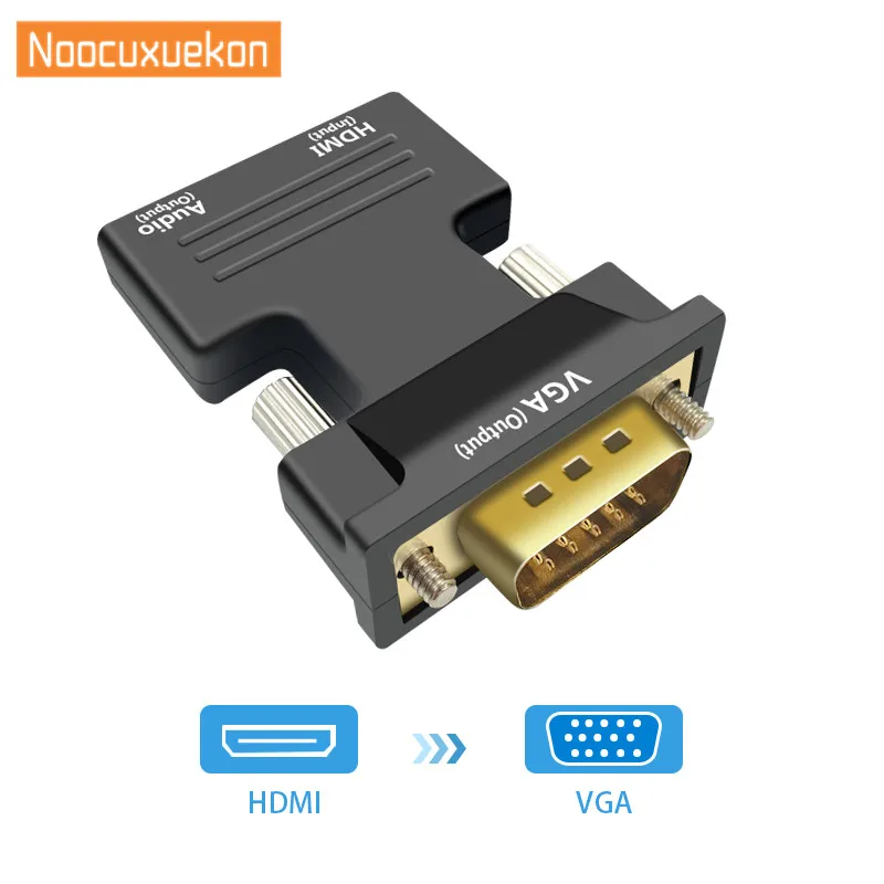 Переходник с HDMI мама на VGA папа аудиокабелем Поддержка выхода сигнала 1080P для