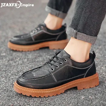 

Men's Flat work Shoes Men thick bottom black Casual Shoes Fashion Leather Shoes for Men Top Quality tenis masculino