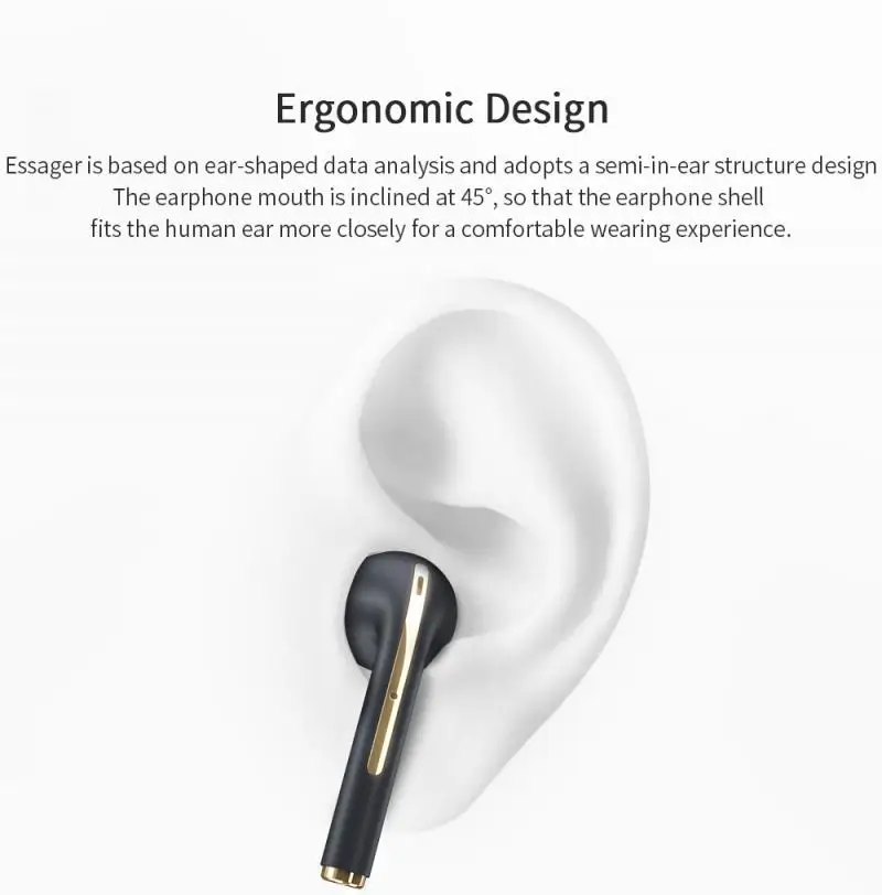 Essager J18 TWS Wireless Headphone Bluetooth Earphone Headset Noise Canceling Portable Audio Video Earbuds For Xiaomi Huawei