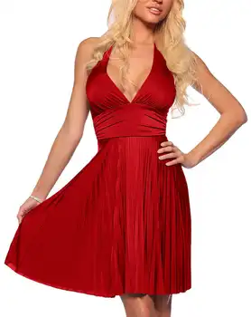 

elegant dress red fitted chiffon New Flattering Halter Marilyn inspired hot sexy short Bridesmaids gown Cocktail Dresses