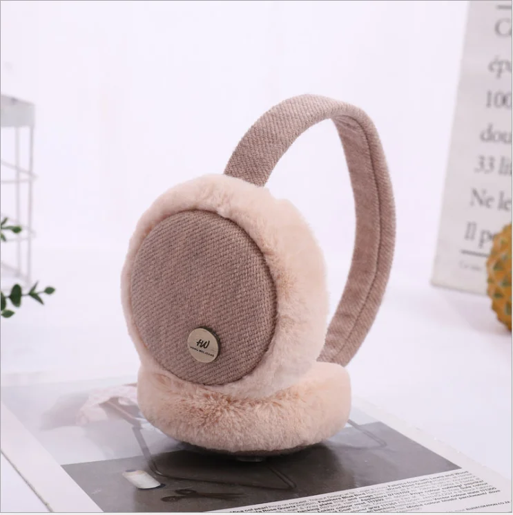 HV Khaki earmuff Креативные складные наушники с логотипом гамбургера для теплых зимних мужчин и женщин - Цвет: HV Khaki earmuff