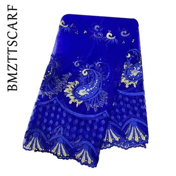 

New African Women Scarf Big Size Embroidery Net Scarf Transparent scarf for african women BM913