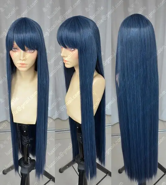 Парик Danganronpa Maizono Sayaka 100 см синий черный косплей вечерние парик