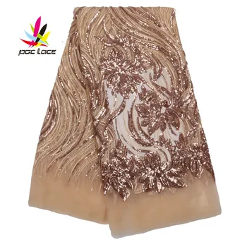 

Iridescent Sequins Embroidered 3D French Tulle Net Lace Fabric Mesh Tulle Latest Flower Applique Designs AMY2651B