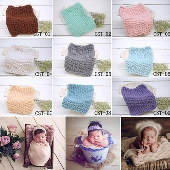 

Pure Wool Crochet Background Blanket Knitted For Newborn Photography Props Backdrop Mat Baby Photo Shoot Fotografia Accessories