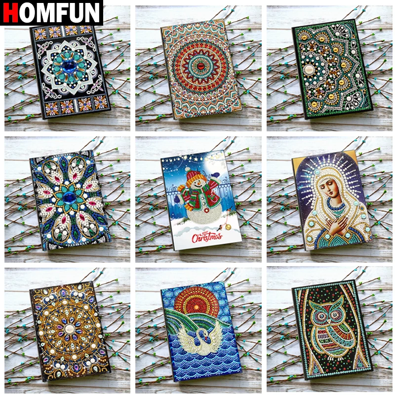 

HOMFUN A5 Notebooks 5D DIY Diamond Painting Special Shape Diary Book Diamond Embroidery Cross Stitch Rhinestones Decor Gift