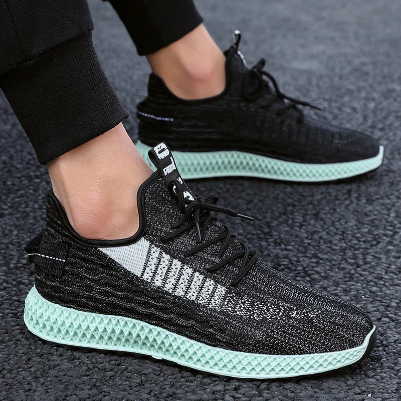 

2019 Summer New Style Men's round-Toe Casual Men's Sporty Shoes Lace up Front Breathable Fly Woven Men Shoes