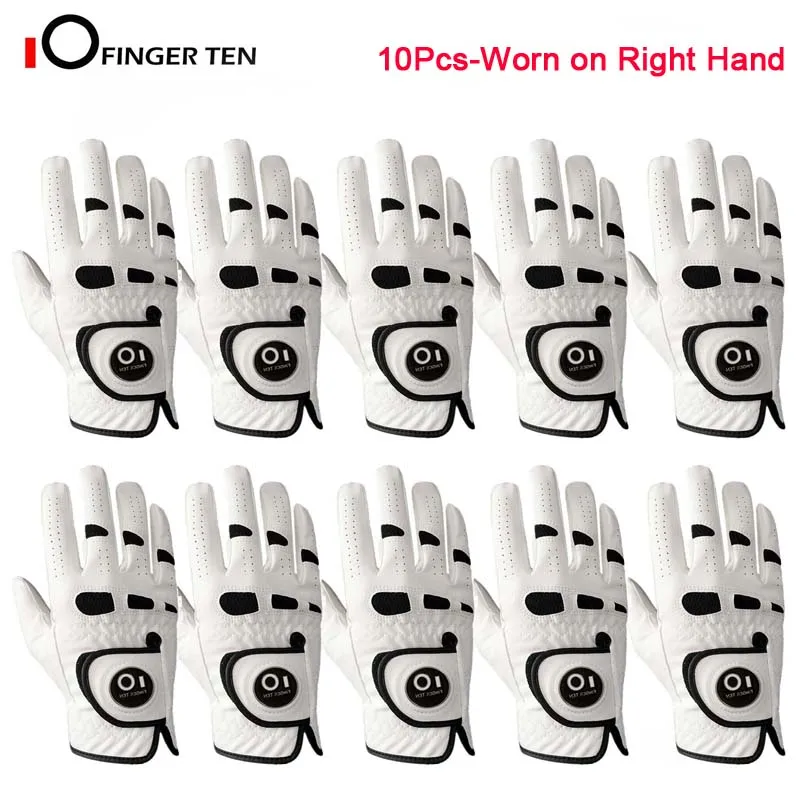 Soft Comfortable Leather Mens Golf Gloves with Ball Marker 10 Pcs Left Right Hand Pair Breathable All Weather Grip Dropshipping