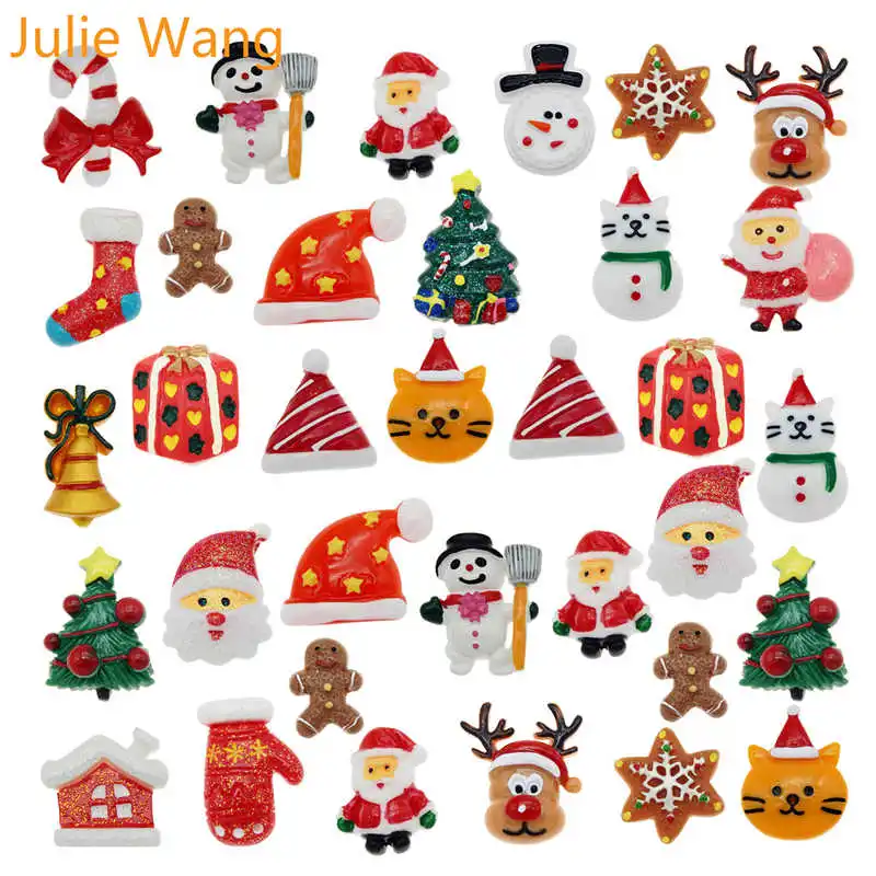 Julie Wang 6-20 шт полимерные рождественские амулеты смешанные Санта Клаус дерево