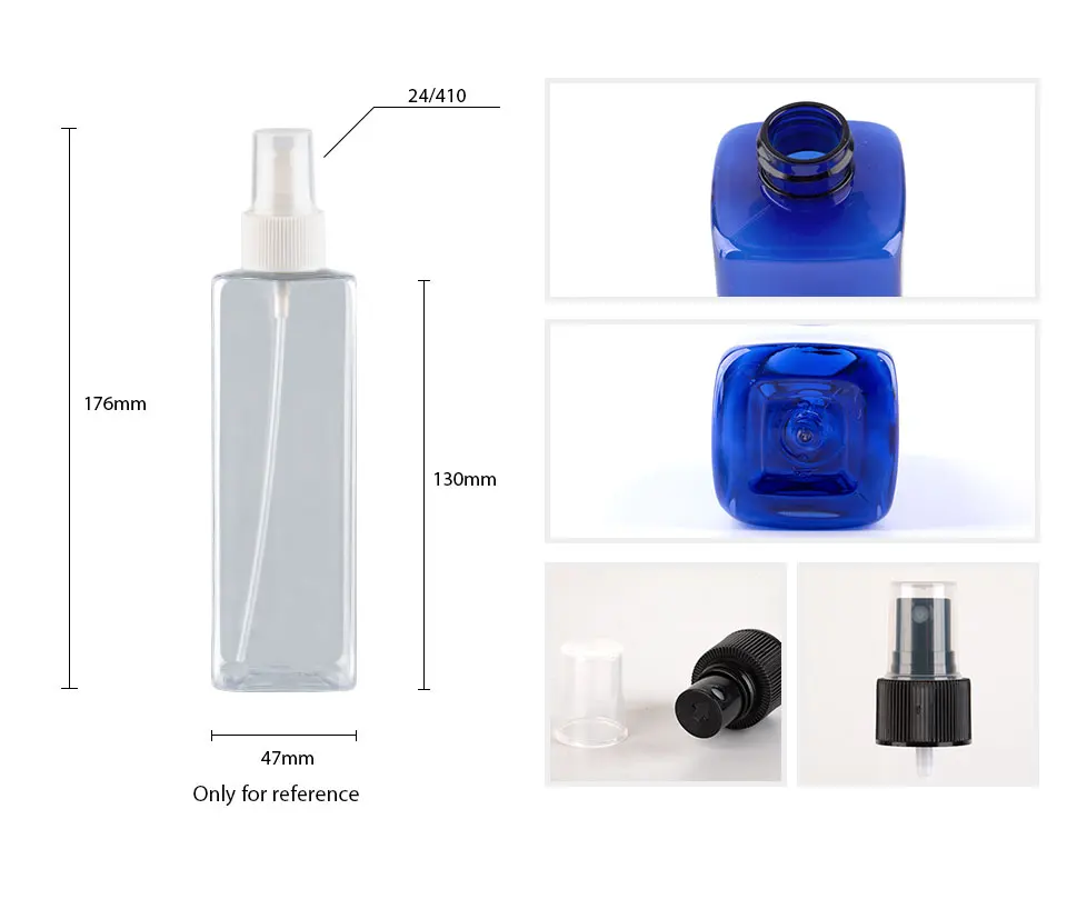 250 мл пустой квадратный пластиковый спрей-бутылка с насосом, косметический аэрозольный контейнер духи, бутылка распыления тумана прозрачный белый синий 25 шт