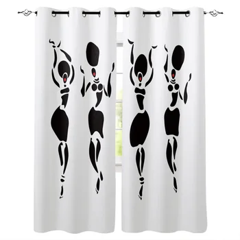 

African Tribes Ethnic Women Window Curtains Living Room Fabric Drapes Curtain Home Draperies Curtains for Kitchen