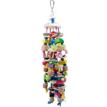 

Bird Colorful Block Knots Chewing Toys Corn Cob Parrot Bite Wooden Beads Cage E5BB Parrot Chew Toy