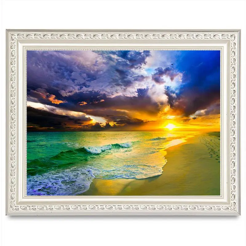 5D DIY Алмазная картина вышивка крестиком пляжный закат стразы полная круглая