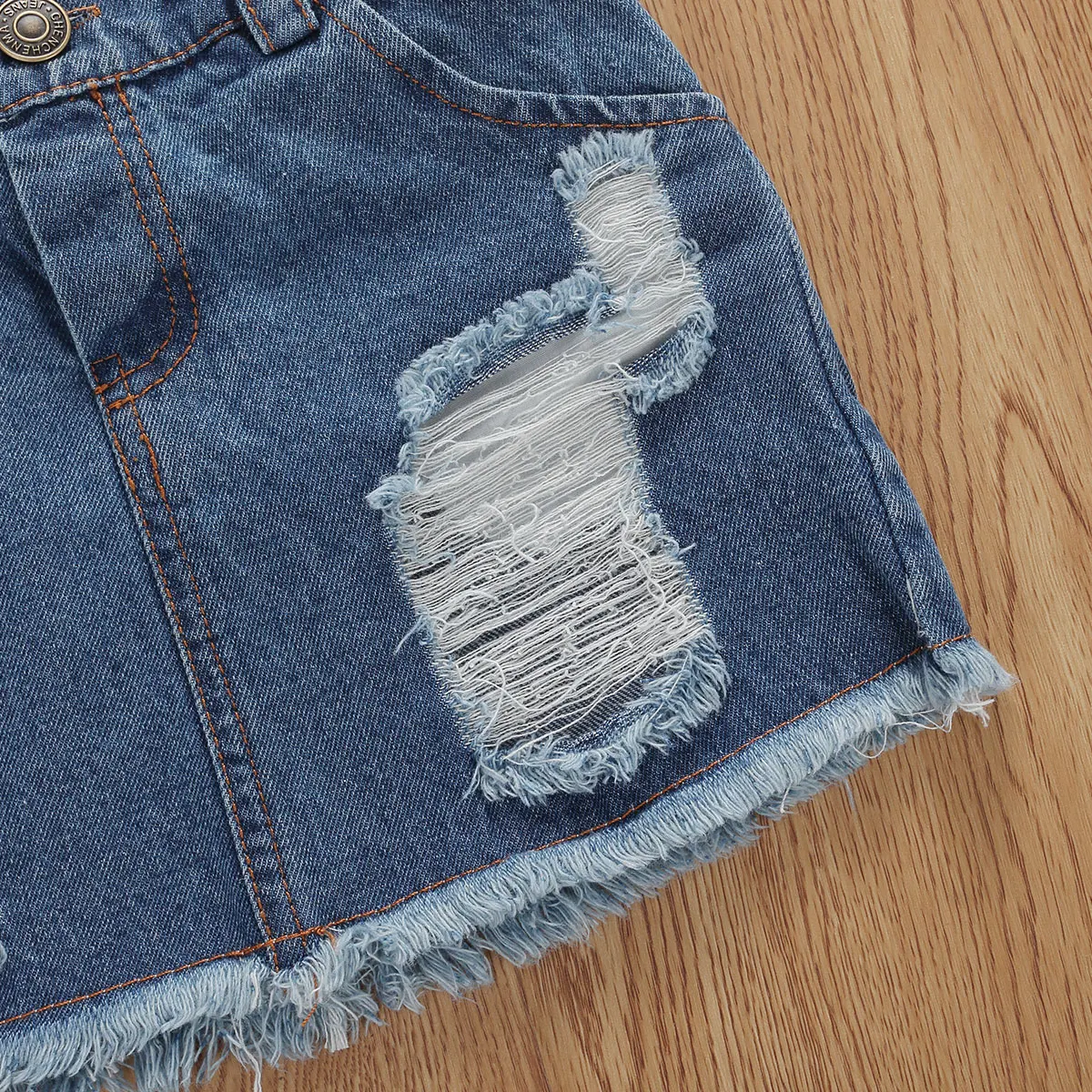 New Cheap Baby Girls Outfit T Shirt Denim Skirt Set JKP4448