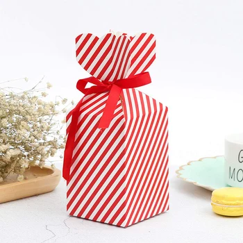 

50Pcs Candy Box For Favor Christmas Gift Box With 50 Ribbon Giftbox Party Paper Packaging Festival Gift Wedding Gifts Wrap