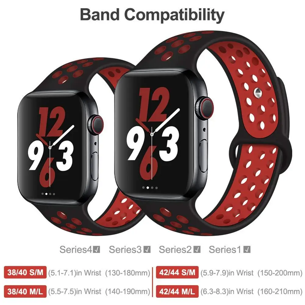 Спортивный силиконовый ремешок для Apple Watch, ремешок для часов Nike, 44 мм, 40 мм, 42 мм, 38 мм, два цвета, сменный ремешок для часов iWatch, серия 5, 4, 3, 2, 1
