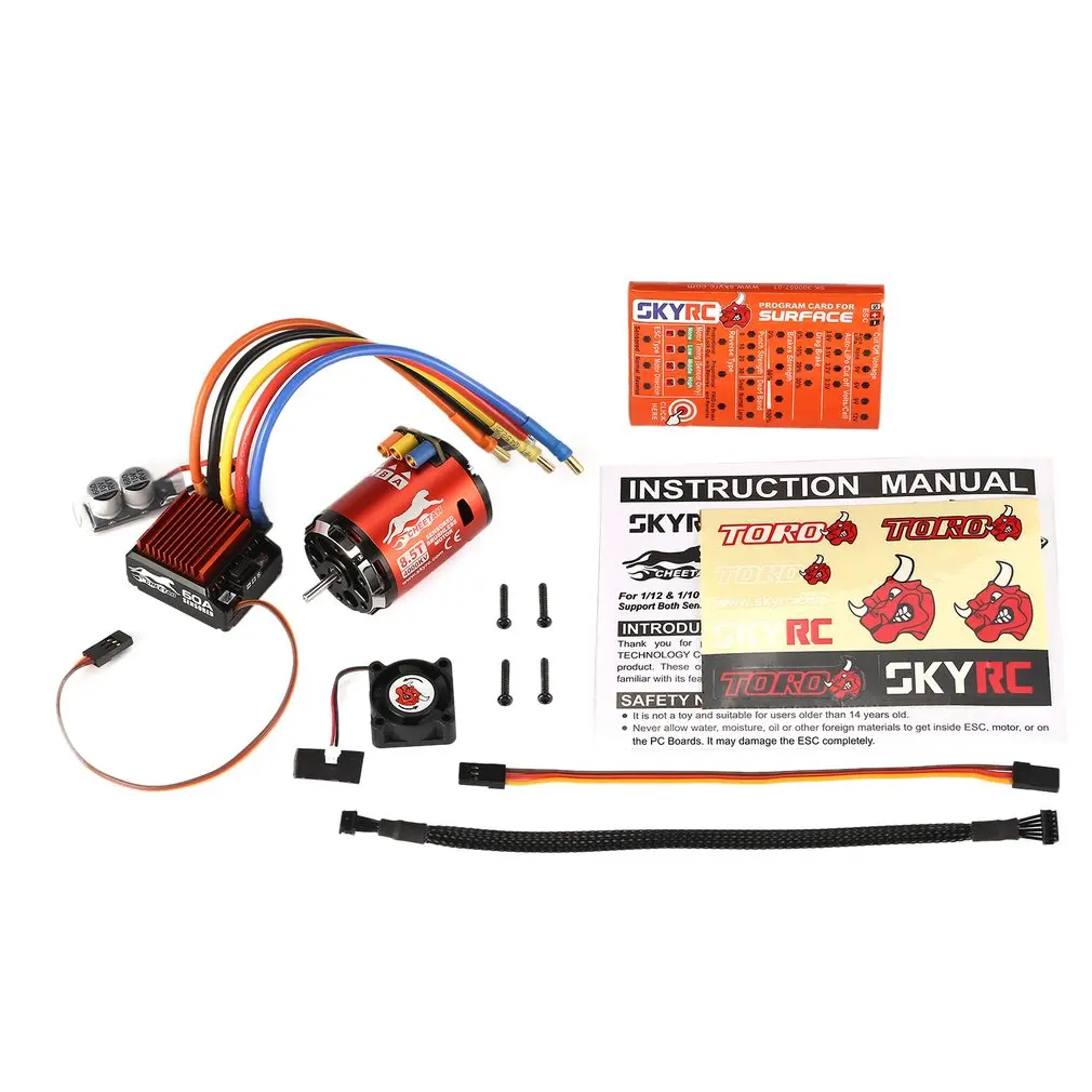 

SkyRC 4000KV 8.5T 2P & CS60 60A Brushless Sensored Motor & ESC & LED Program Card Combo Set for 1/10 1/12 Buggy Touring Car
