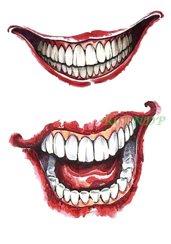 Водостойкая временная татуировка наклейка 3D Хэллоуин террор рана зуб красная кровавая губа отряд самоубийц Джокер флэш-тату поддельные Тато 7 - Цвет: Шоколад