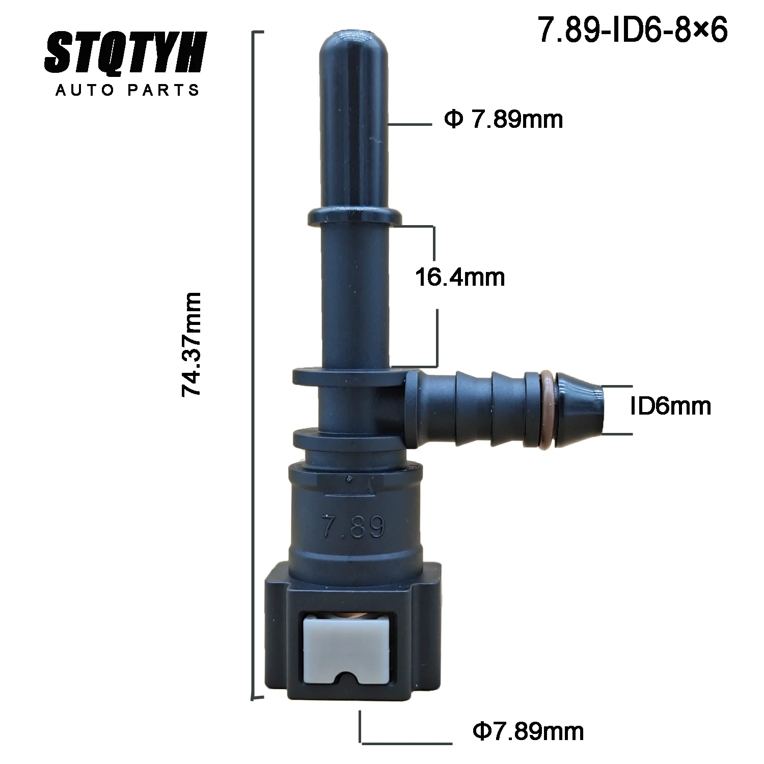 Connecteur de tuyau de carburant ID6 7.89, connecteur allongé pour