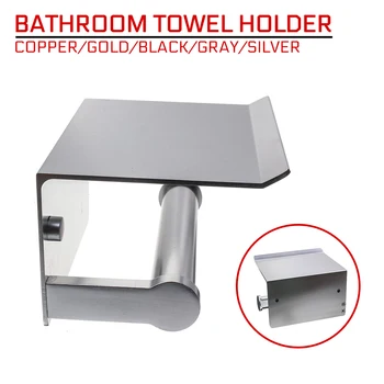 

Bathroom Toilet Towel Paper Holder with Tissue Boxes Shelf Towel Rack Black Phone Holder Wall Mount WC Rolhouder Paper Holder