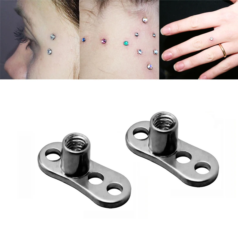 1Pc Titanium Dermal Anchor Skin Diver Superficie Di Base Barbell Piercing Micro Fermi Hide-Si Protesi Piercing Monili Per Il Corpo E Piercing 16G