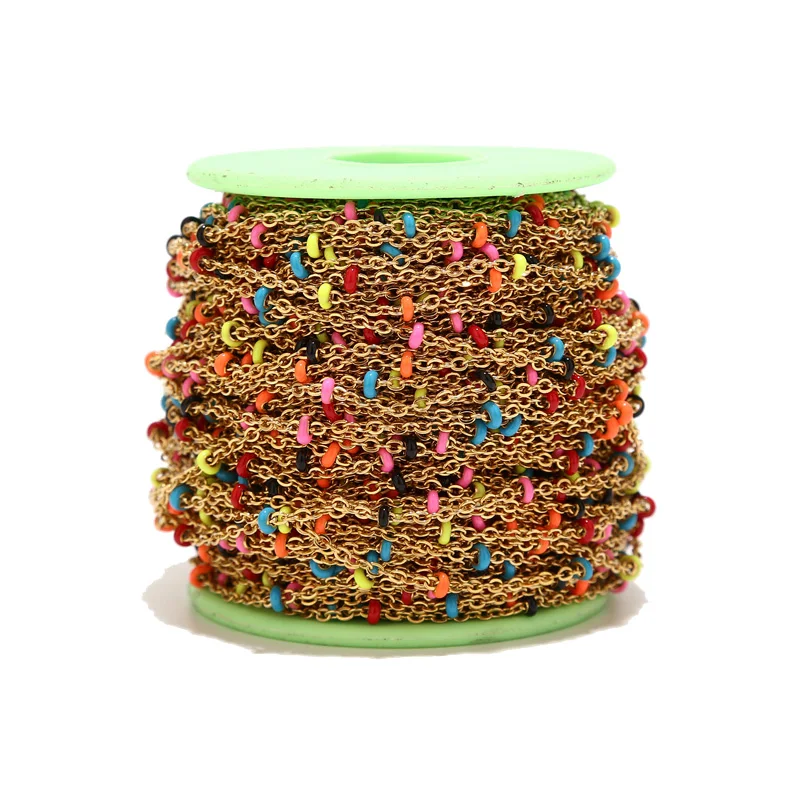 

3mm Width Colorful Stainless Steel Beaded Chains Satellite Link Chain Necklaces Bulk For DIY Jewelry Making Findings Top Quality