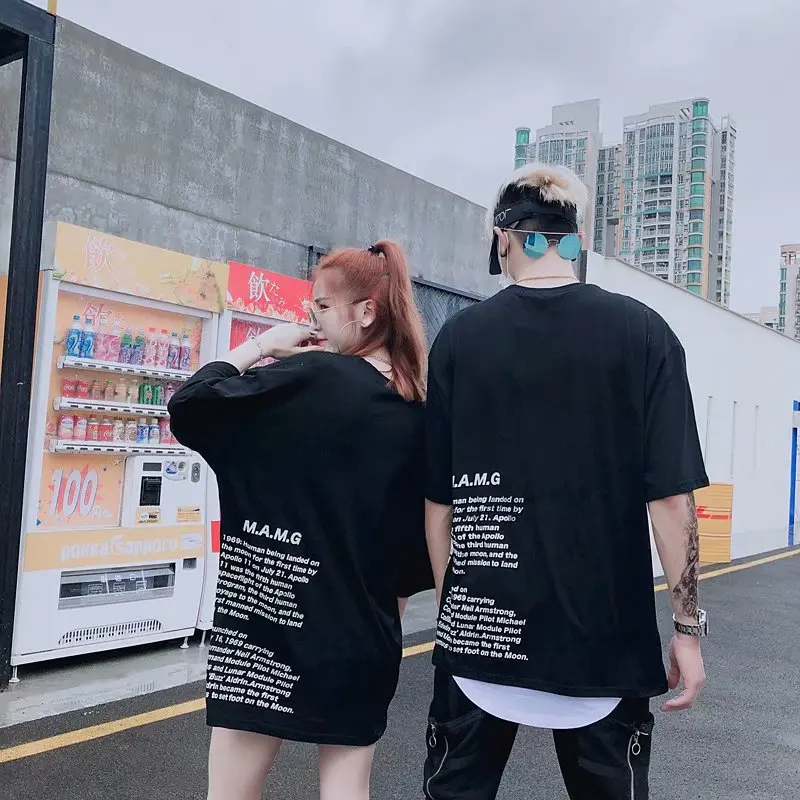 Printed Short Sleeve T-shirt for Loose Hip-hop Couple Half Sleeve Summer Printed Short Sleeve T-shirt for Loose Hip-hop Couple Half Sleeve Summer
