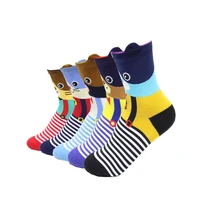 Новое поступление, женские носки с героями мультфильмов, 5 пар/лот, Разноцветные носки с животными на осень-зиму, милые хлопковые креативные забавные женские носки