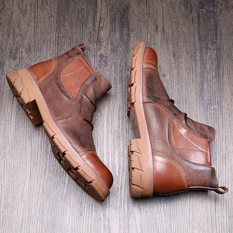 

New England Chelsea Boots Men's Short Boots High Top Real Boots Middle Top Men's Martins