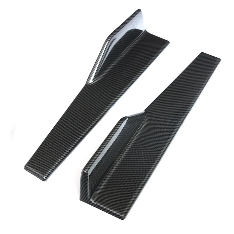 2Pcs/Pair Car Universal Carbon Fiber Modified Car Body Side Skirt Rocker Splitters Anti-Scratch Winglet 45cm Wings Bumper