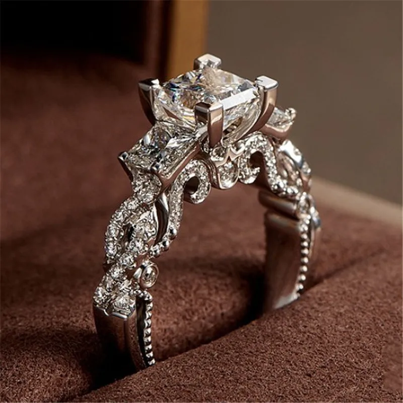 Vintage Court Promise ring 925 Sterling silver AAAAA cz statement Party Wedding Band Rings for women Birdal Fashion Jewelry Gift