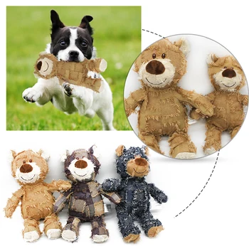 

Cute Bear Shape Pet Dog Toys Squeaking Stuffed Plush Toys For Dogs Cat Chew Squeak Toy for Small Large Dogs Play Funny Training