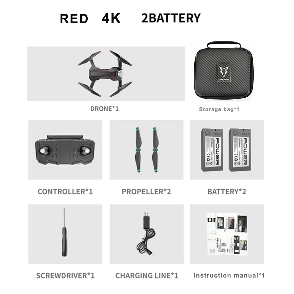 S20W Selfie Drone 4K HD Gimbal Двойная камера Wi-Fi FPV жеста фото оптический поток Profesionales RC Квадрокоптер вертолет Дрон - Цвет: 4K 2B RED BAG