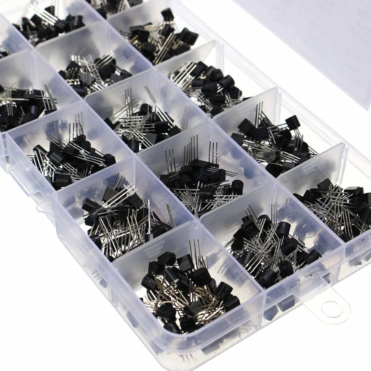 600Pcs 15 Types Silicon In-line NPN / PNP TO-92 Transistor Assortment Kit Pack Electronic Components & Supplies Active Component