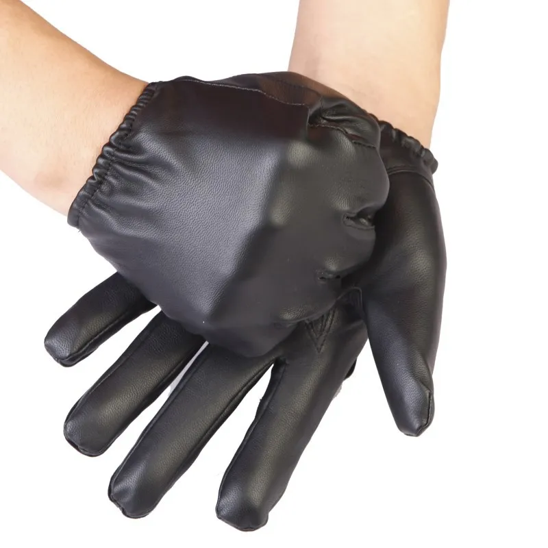 Мужские перчатки из искусственной кожи с тремя полосками зимние теплые