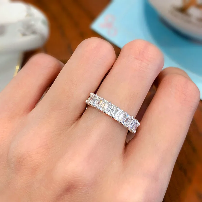 Роскошное женское квадратное лабораторное бриллиантовое кольцо Настоящее 925 пробы Серебряное обручальное кольцо винтажные обручальные кольца для женщин
