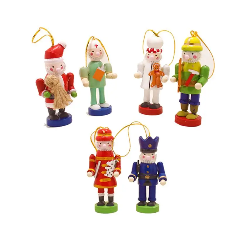 

2020 New 6pcs/set Wooden Nutcracker Soldier Doll Miniature Figurines Handcraft Puppet Year Christmas Ornaments Home Decor
