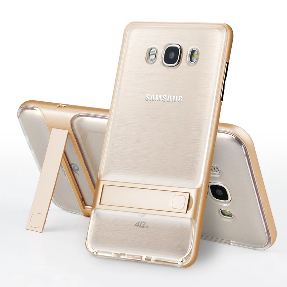 3D Kickstand мобильный чехол для samsung Galaxy J7 силиконовый чехол 5," TPU PC Гибридный телефон задняя Броня сумка samsung J7 J710 J7 LTE - Цвет: Crystal Gold