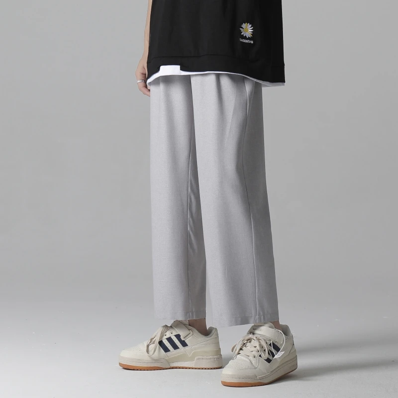 Single Road Mens Wide Leg Pants Summer Light Weight Joggers Trousers Japanese Streetwear Cold Feeling Comfortable Home Pants Men