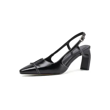 

Women 2020 Brand Design Pointed Toe Party Pumps Genuine Leather backsling buckle Shoes New Fashion Shoes Woman