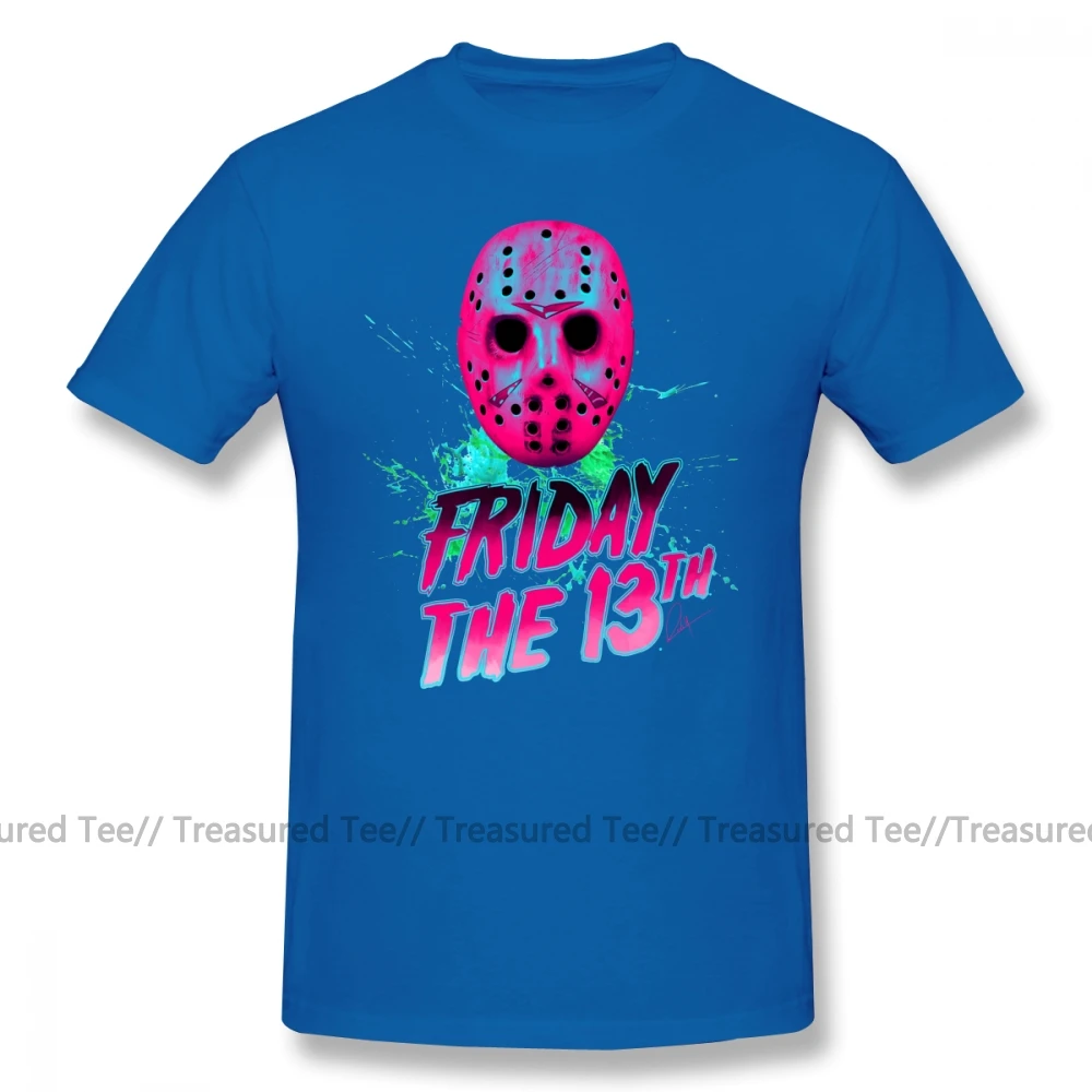 Friday 13, футболка, FRIDAY THE 13TH Neon V, футболка с графическим принтом, футболка с короткими рукавами, Мужская забавная Базовая хлопковая футболка, плюс размер - Цвет: Blue