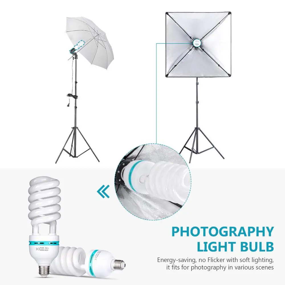 US $208.98 Neewer Complete Photography Lighting Kit 85x10feet Background Support System800W 5500K Umbrellas Softbox Continuous Lighting