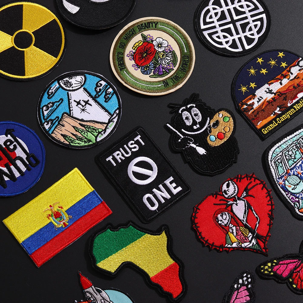 НЛО цветок автобус патчи для одежды аксессуары 3D вышитые бабочки Дракон животное