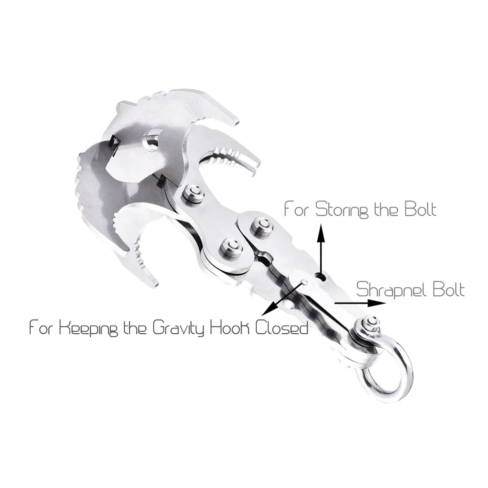 Stainless Steel Survival Gravity Hook Grappling Carabiner Magnet Outdoor  Climbing Claws Car Traction Rescue EDC Tool Key Chain