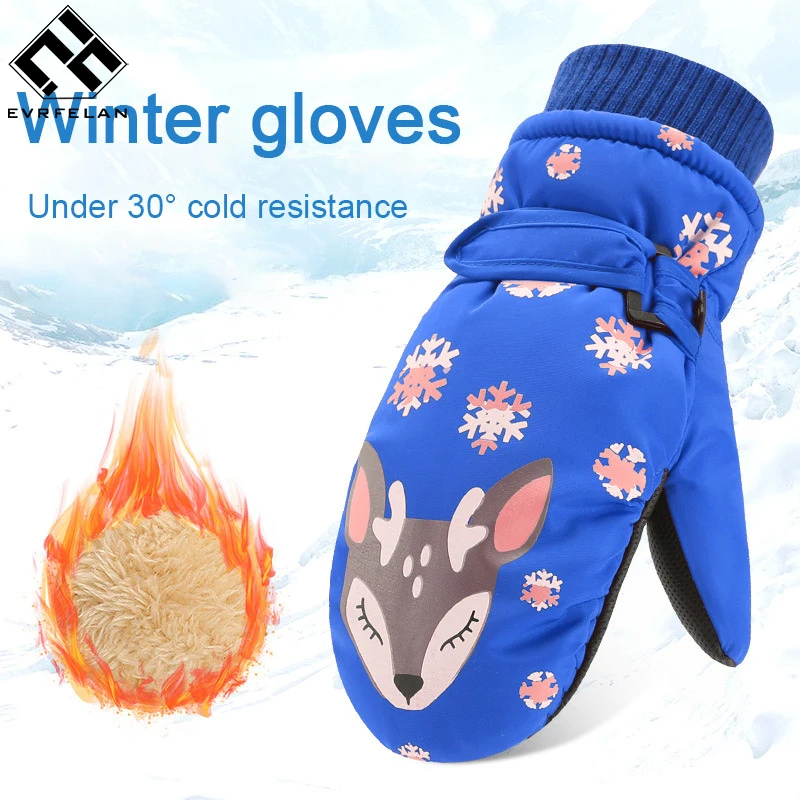 Evrfelan/милые перчатки для девочек и мальчиков, варежки, утепленные варежки, Детские теплые гетры с рисунком оленя, хлопковые перчатки и варежки, унисекс
