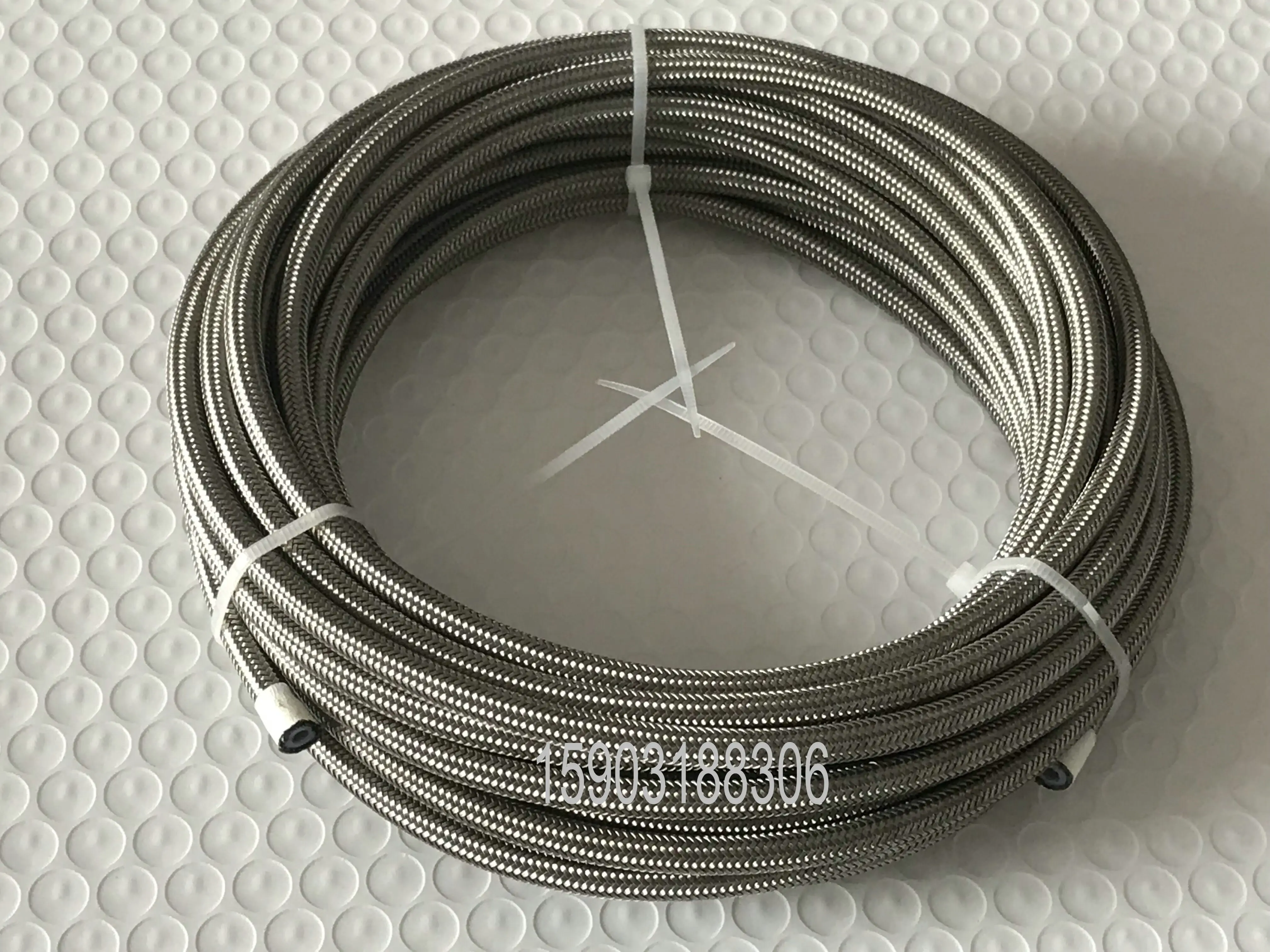 An3 3an duplo aço inoxidável trançado linha de mangueira de freio forrado ptfe motocicleta do carro linha de combustível do freio hidráulico mangueira 10 m-4