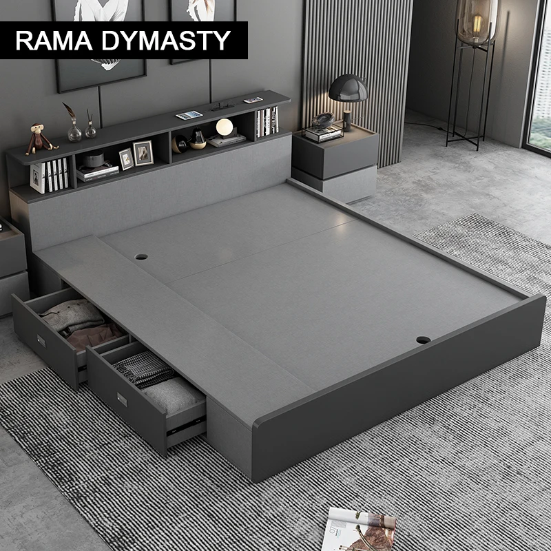 

Modern bedroom furniture 1.5/1.8M multifunctional plate storage bed