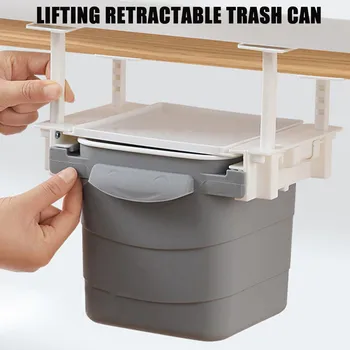 

Self-adhesive Trash Can Hidden Retractable Office Desk Adhesive Dustbin Trash Can Garbage Waste Bin Grac Cubo Basura Cocina