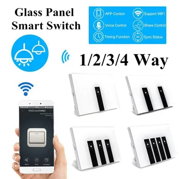 

120 Type 1/2/3/4 Gang Smart Touch Switch WiFi Remote Glass Panel Touch Screen Wall Light Switch Control 2 Way
